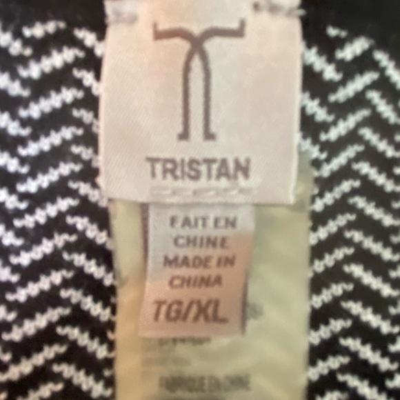 Tristan Mens Black/White Chevron Pattern Soft V-neck Cozy Knit Sweater-Sz-XL - Picture 15 of 16